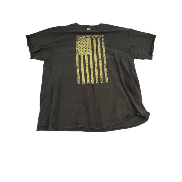 Gildan Independent Black T-Shirt Distressed Yellow Flag Graphic Ultra Cotton XL - Picture 1 of 14